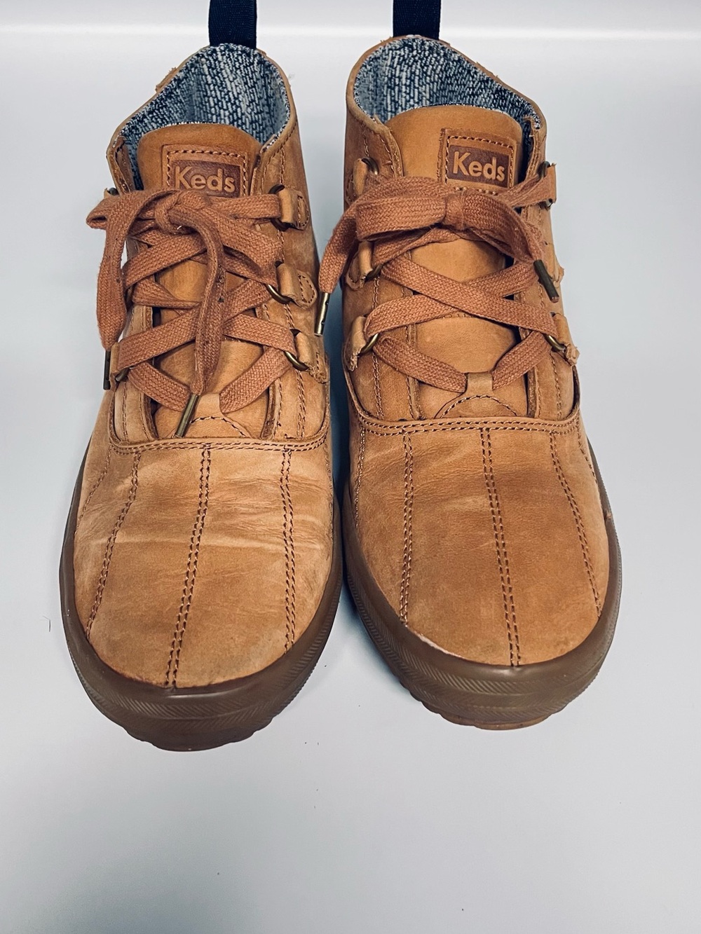 Keds Women's Tan Leather Lace-Up Ankle Booties